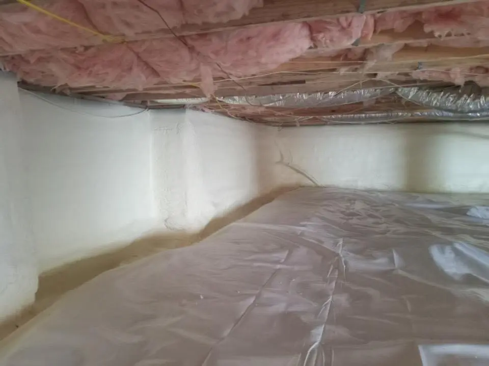 Crawl space encapsulation with closed-cell spray foam for Roof Leak Repair in Pike Creek Valley